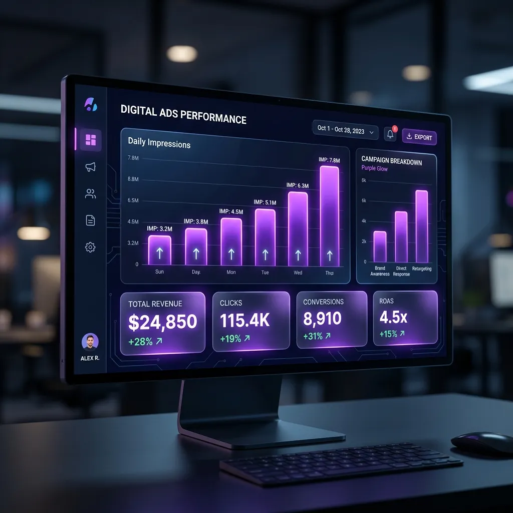 Performance marketing revenue graph mockup